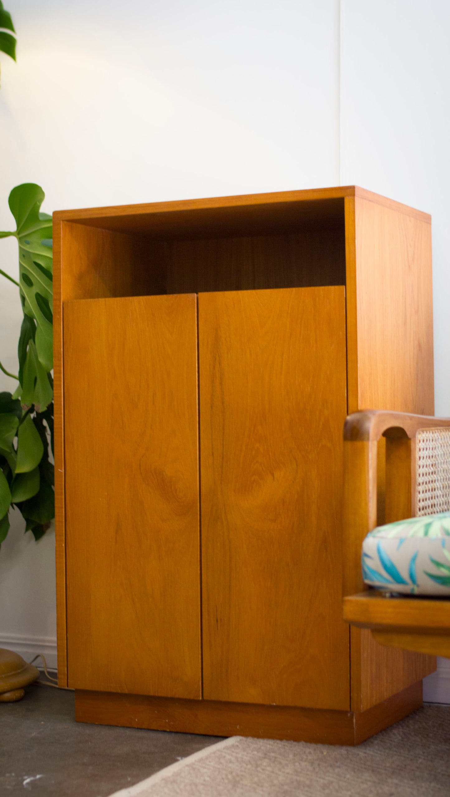 Teak Veneer Media Cabinet