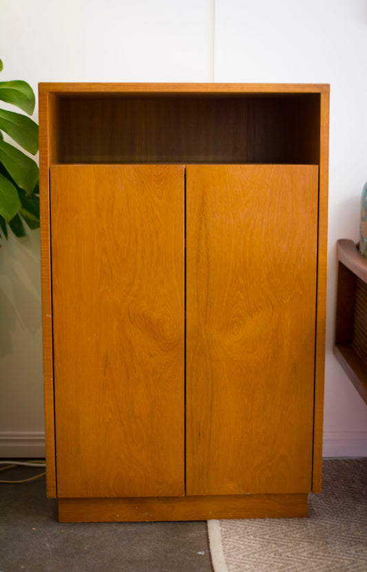 Teak Veneer Media Cabinet