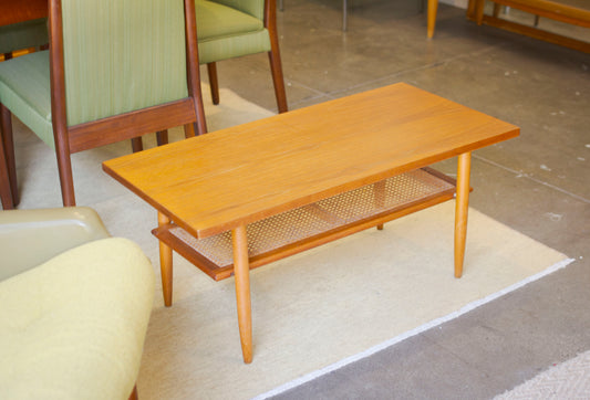 Coffee Table with Rattan Shelf