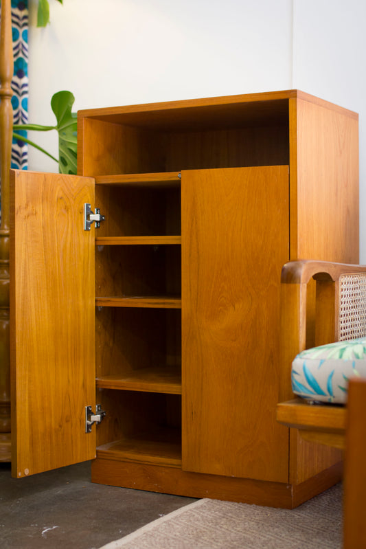 Teak Veneer Media Cabinet