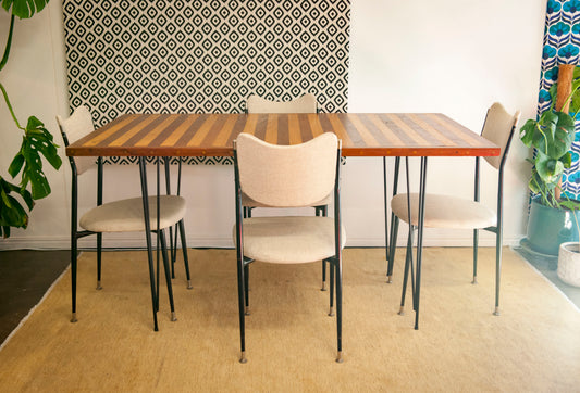 Stripe Detail Retro Reclaimed Wood Dining Table