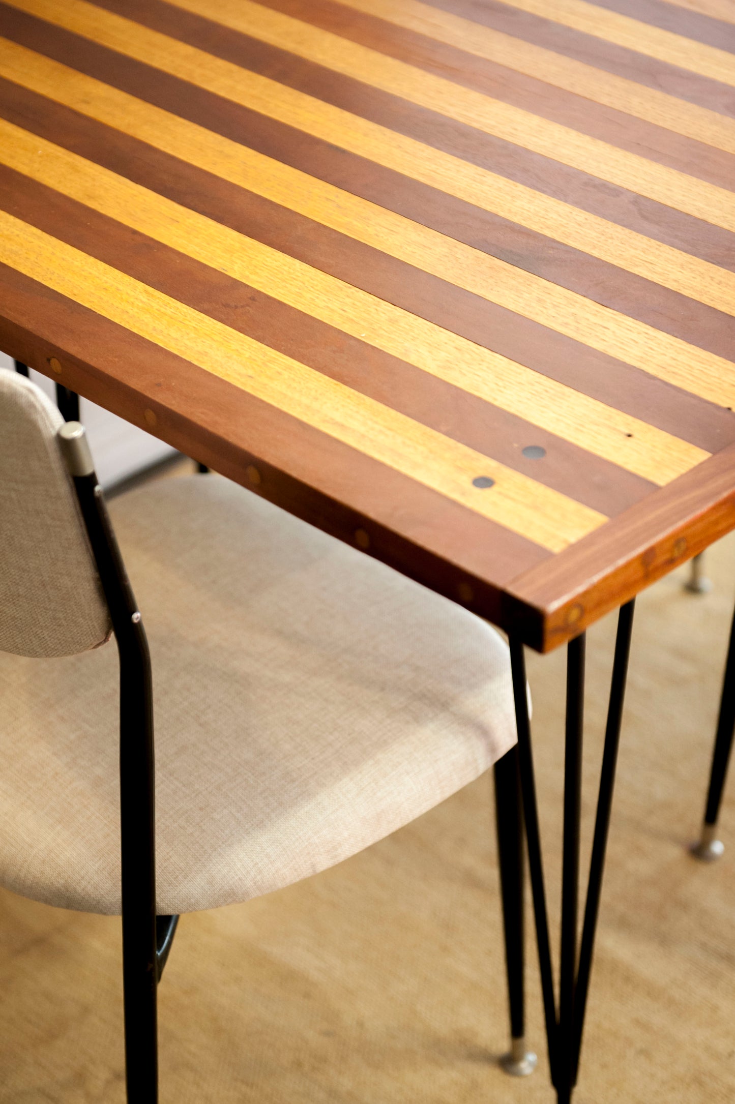 Stripe Detail Retro Reclaimed Wood Dining Table