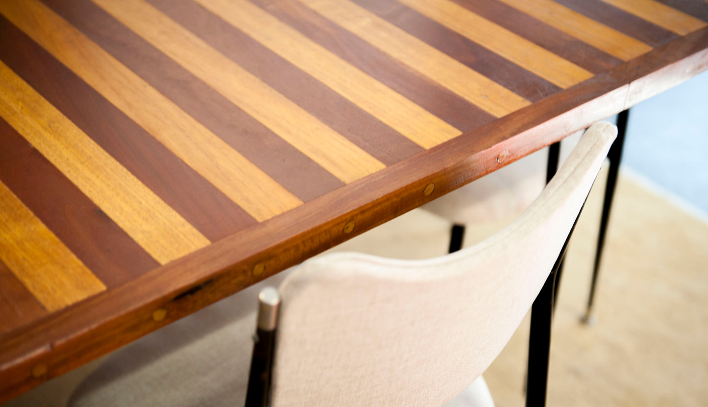 Stripe Detail Retro Reclaimed Wood Dining Table