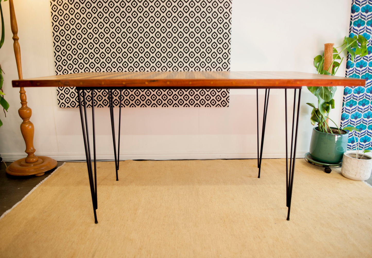 Stripe Detail Retro Reclaimed Wood Dining Table