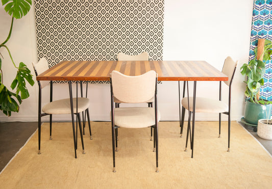 Stripe Detail Retro Reclaimed Wood Dining Table