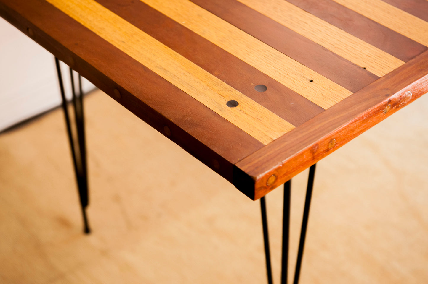 Stripe Detail Retro Reclaimed Wood Dining Table