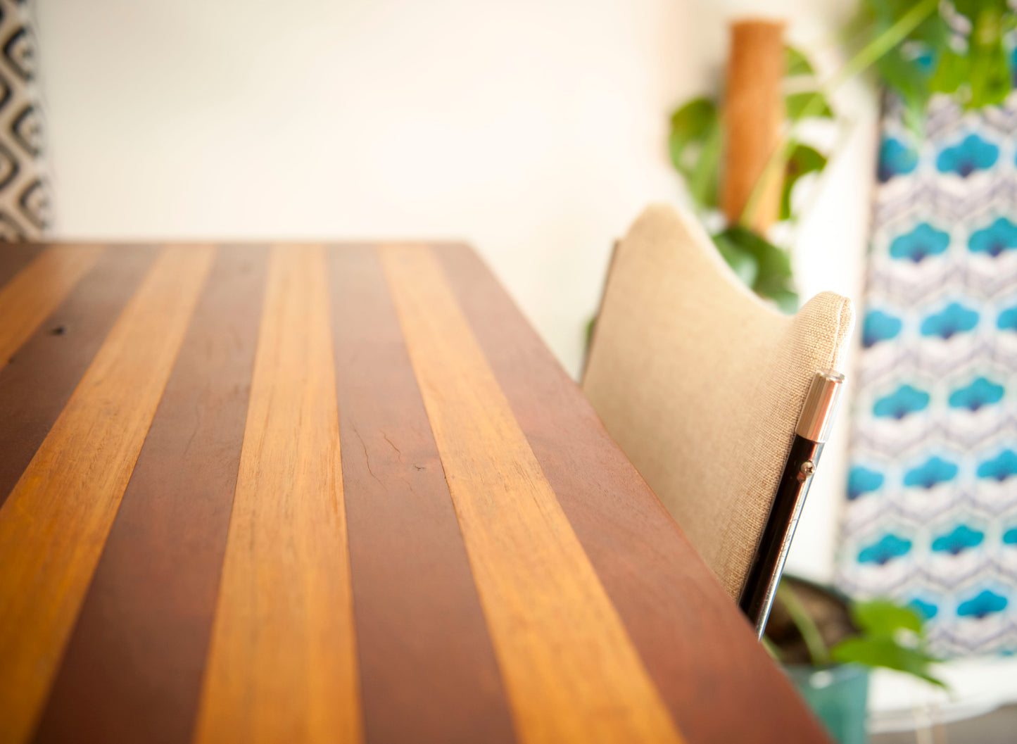 Stripe Detail Retro Reclaimed Wood Dining Table