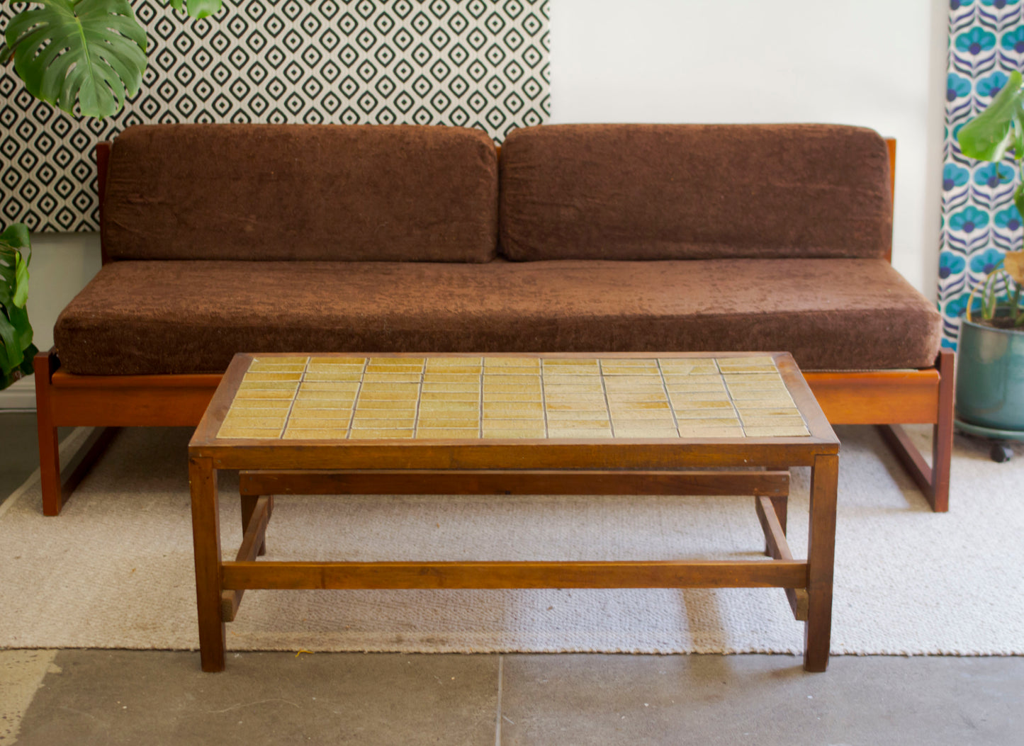 70s Green Tiled Top Coffee Table