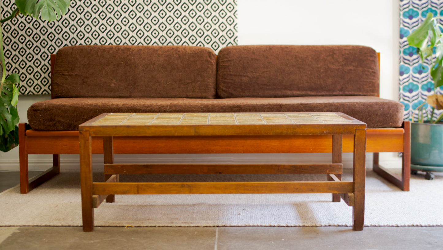 70s Green Tiled Top Coffee Table