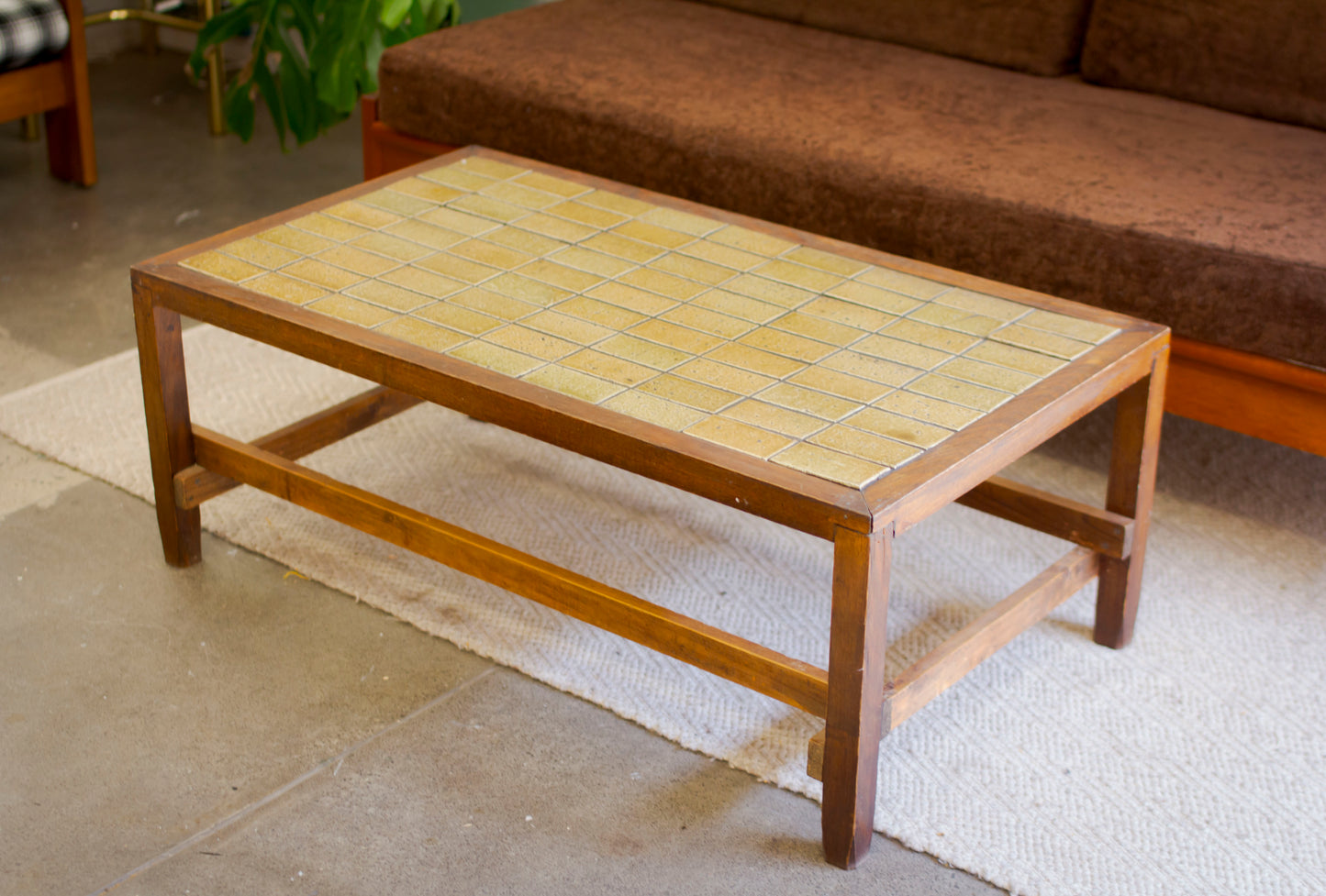 70s Green Tiled Top Coffee Table